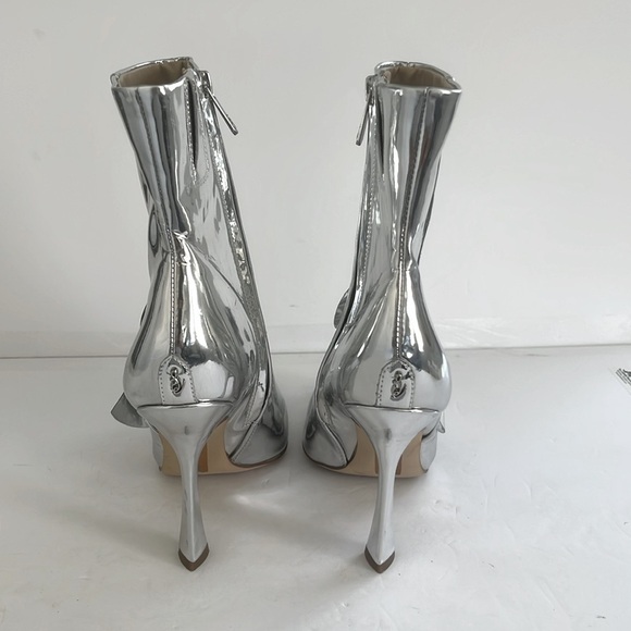 SAM EDELMAN $200 Esmae Stiletto Ankle Metallic Bootie Floral Detail Size 7.5 NEW - Picture 9 of 12